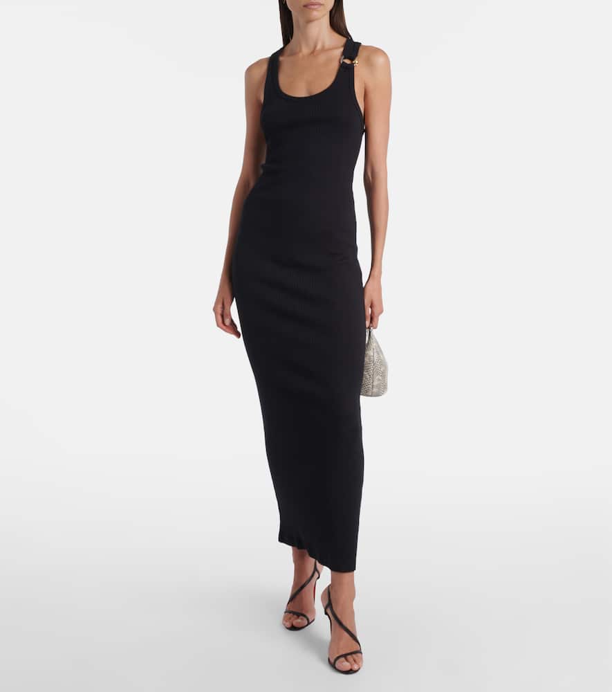 Piercing cotton jersey maxi dress