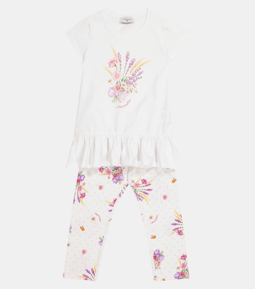 Monnalisa Printed stretch-cotton T-shirt and leggings set