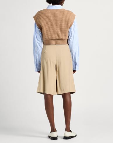 Woman Shorts & Bermuda Shorts Khaki Size M Viscose, Polyester