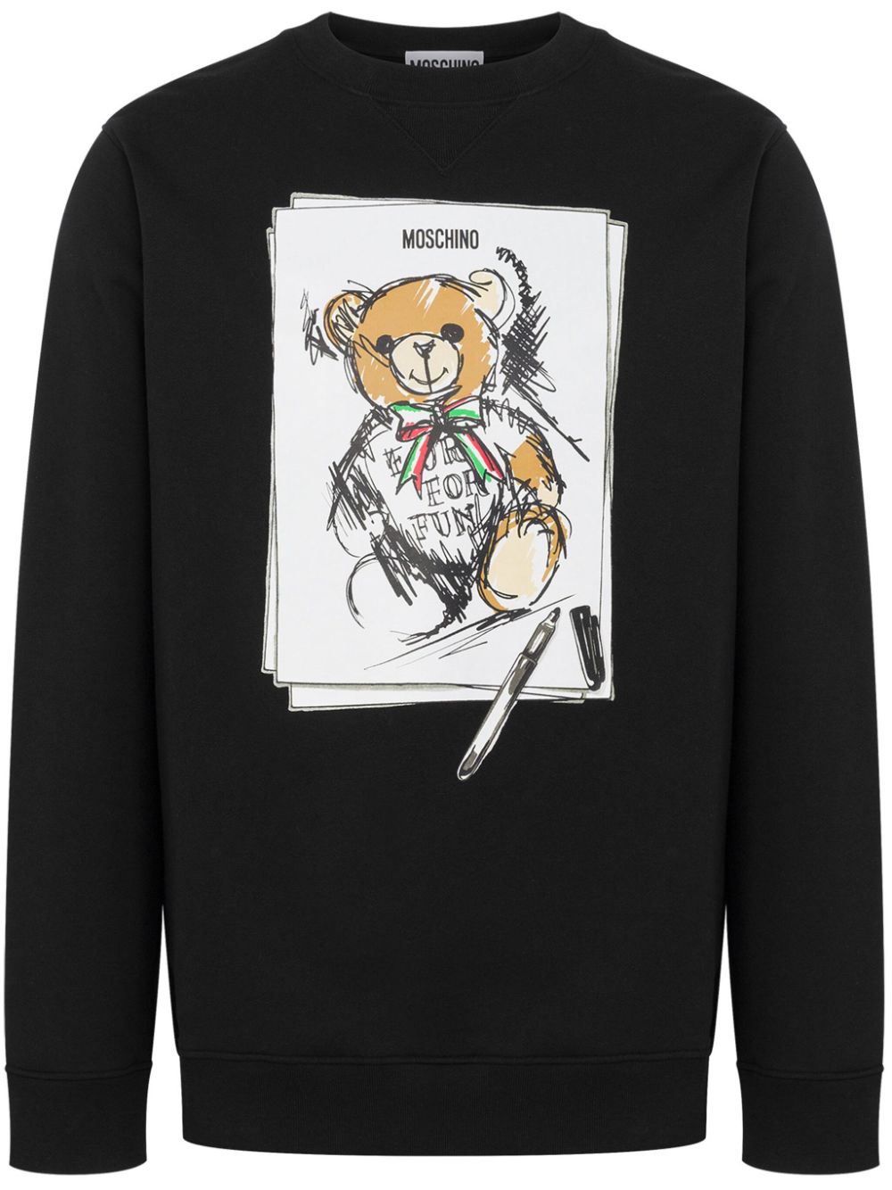 Teddy bear-print cotton sweatshirt - Black