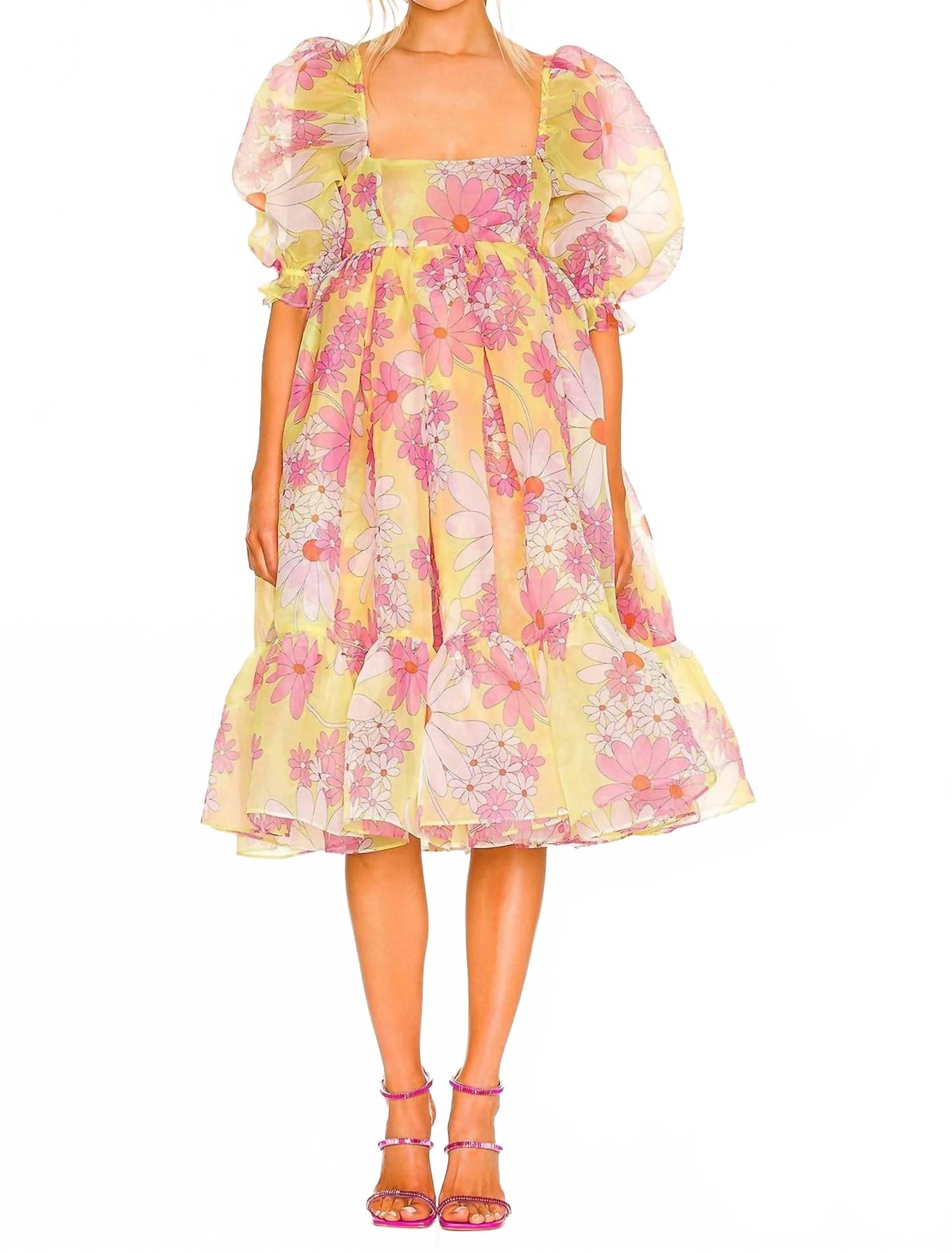 French Puff Dress In Goldie