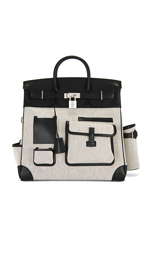 FWRD Renew Hermes Evercalf Toile Cargo Haut A Courroies Birkin 40 Handbag in Black,Light Grey