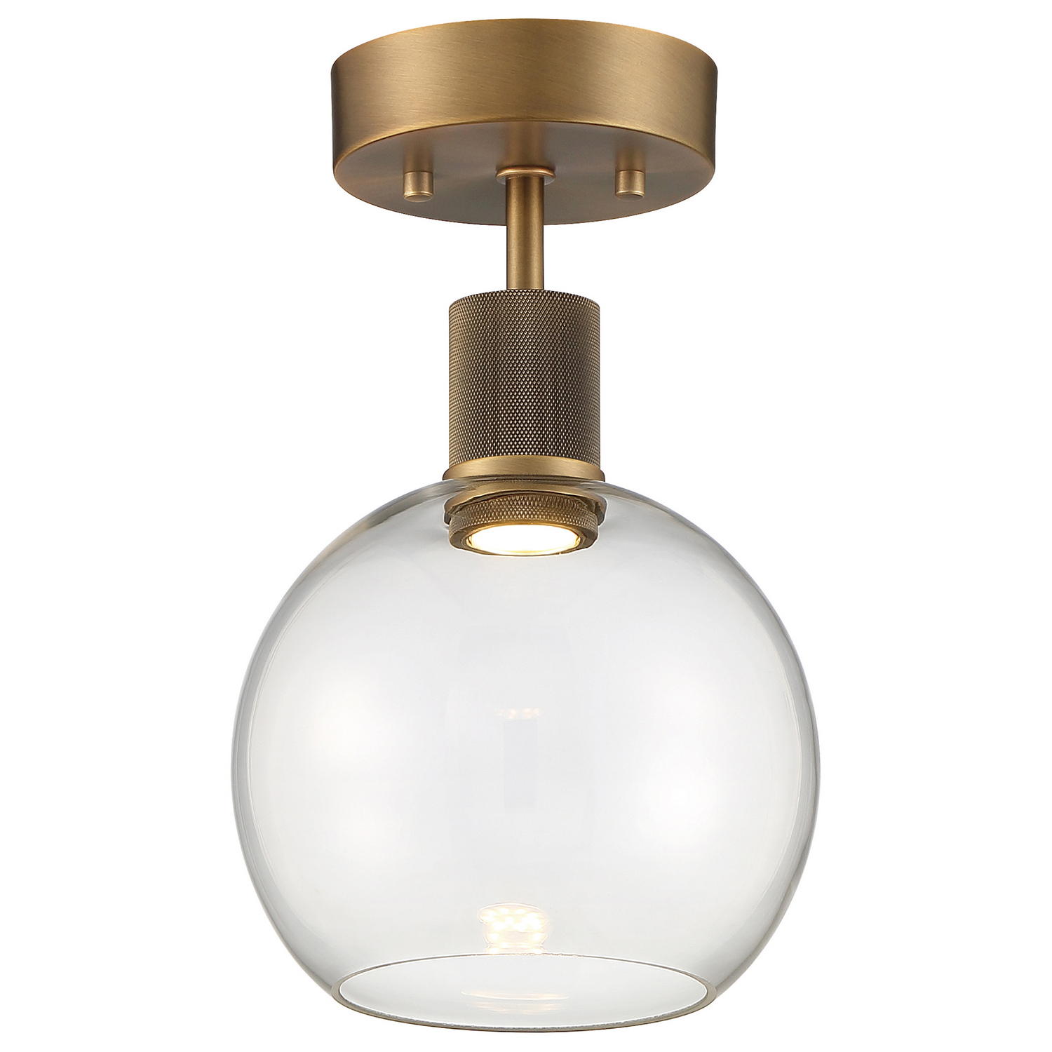 Antique Brushed Brass LED Semi-Flush Mount from the Port Nine Burgundy Collection