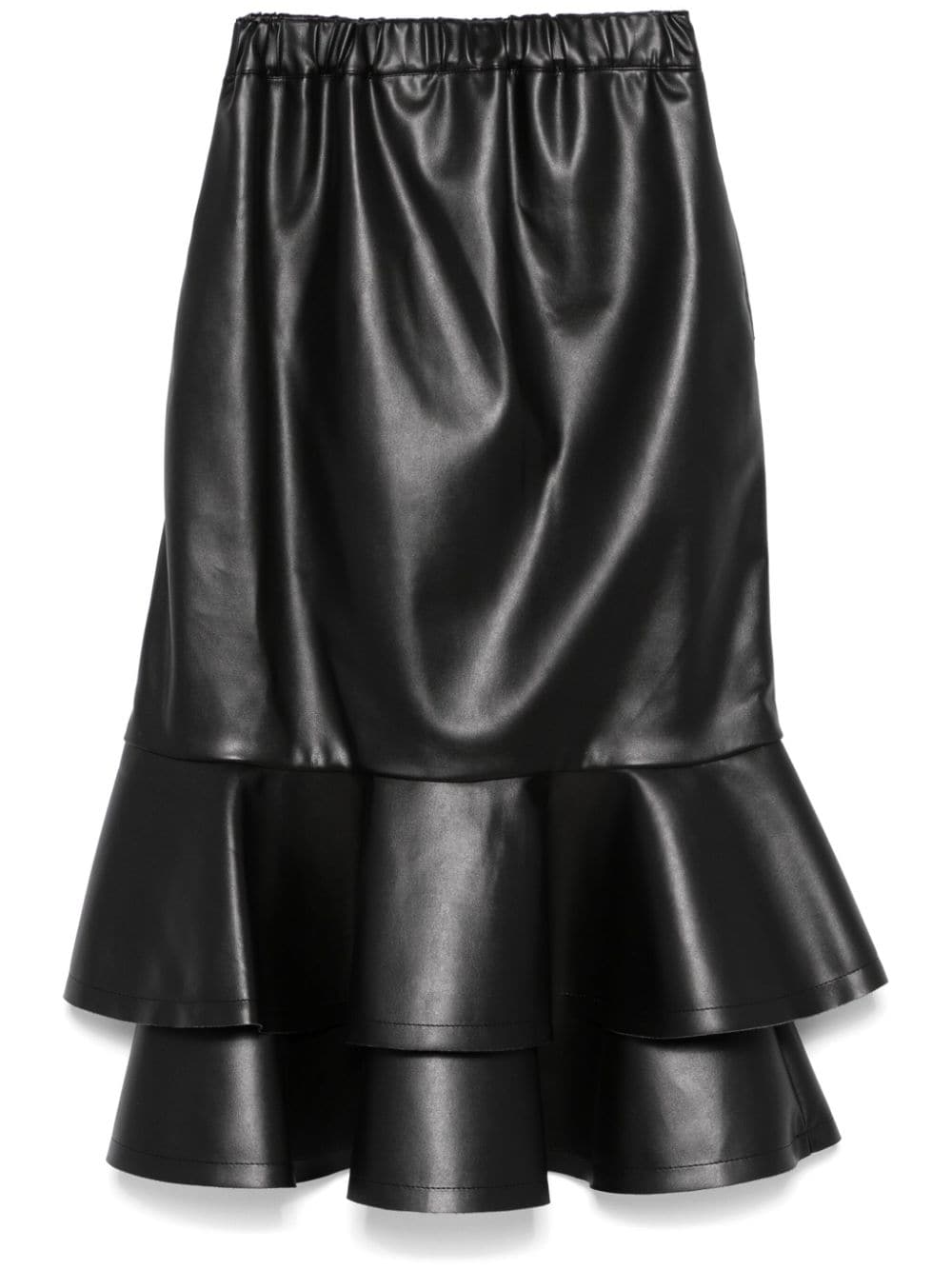Ruffle-hem midi skirt - Black