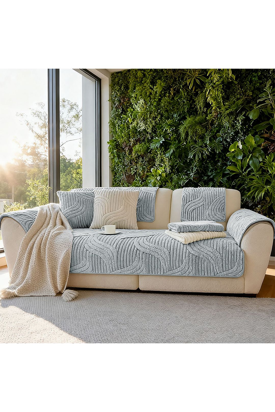 Living and Home Unisex Non-Slip Sofa Cover in Durable Polyester in Duck Egg Blue | : x