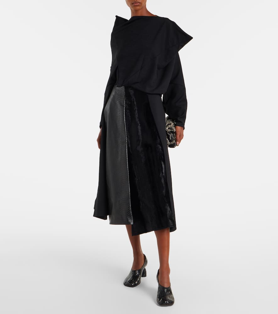 High-rise wool-blend maxi skirt