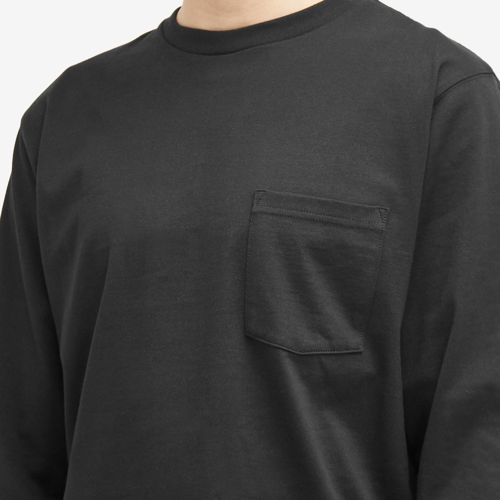 Men's Long Sleeve Pocket T-Shirt in Black, Size X-Large