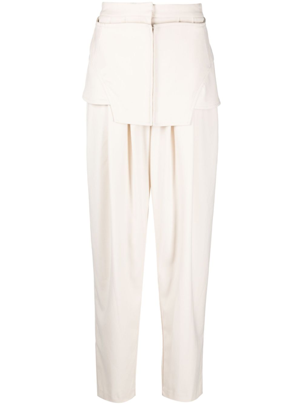Layered-detail high-waist trousers - Neutrals