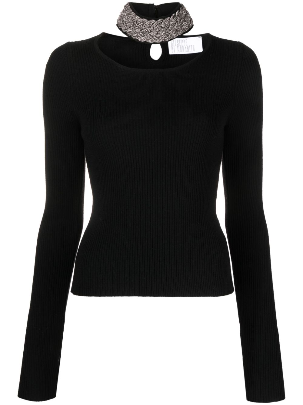 Crystal-embellished cut-out jumper - White