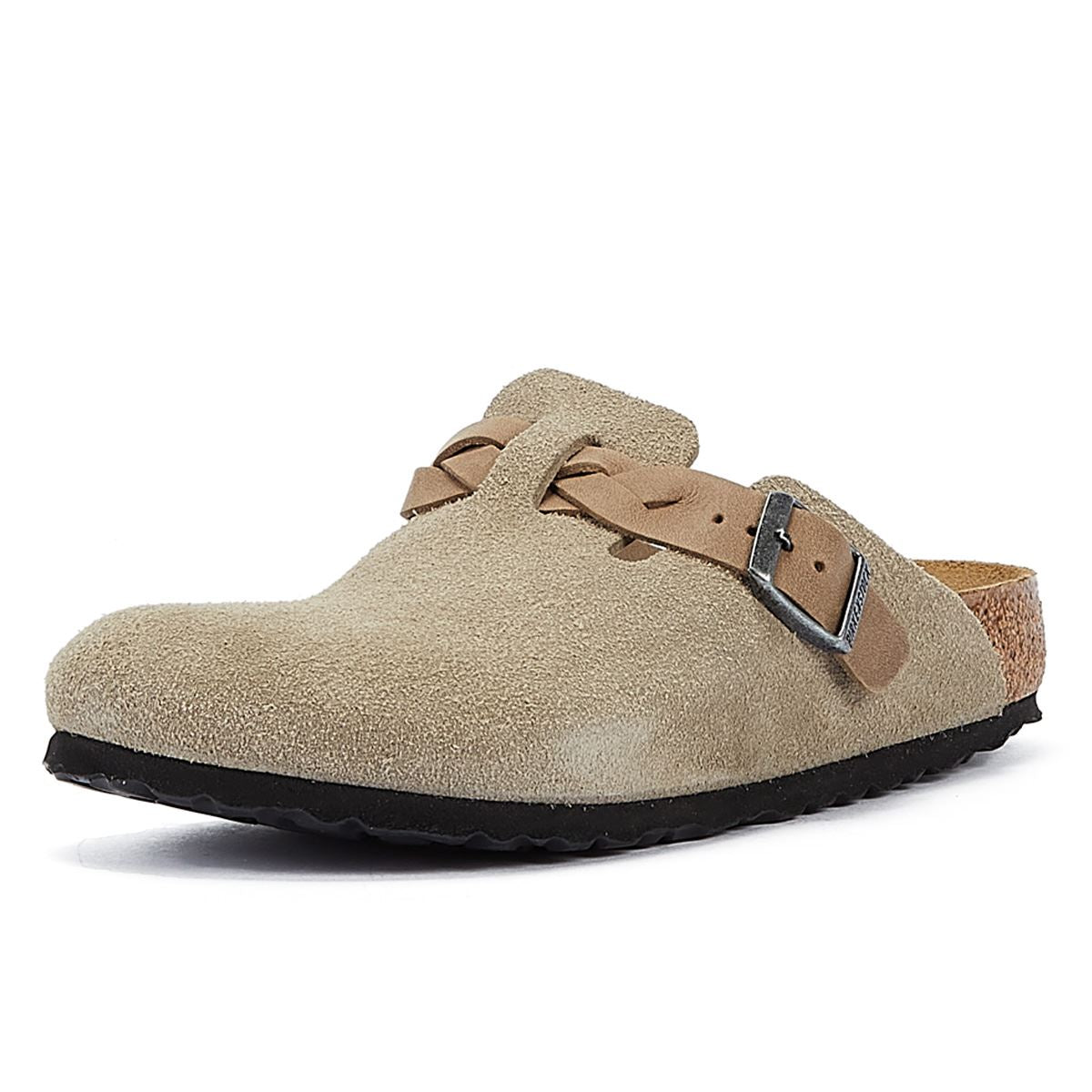 Birkenstock Boston Braided Taupe Suede Regular Clog