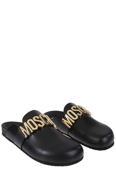 Moschino Logo Lettering Round Toe Sandals