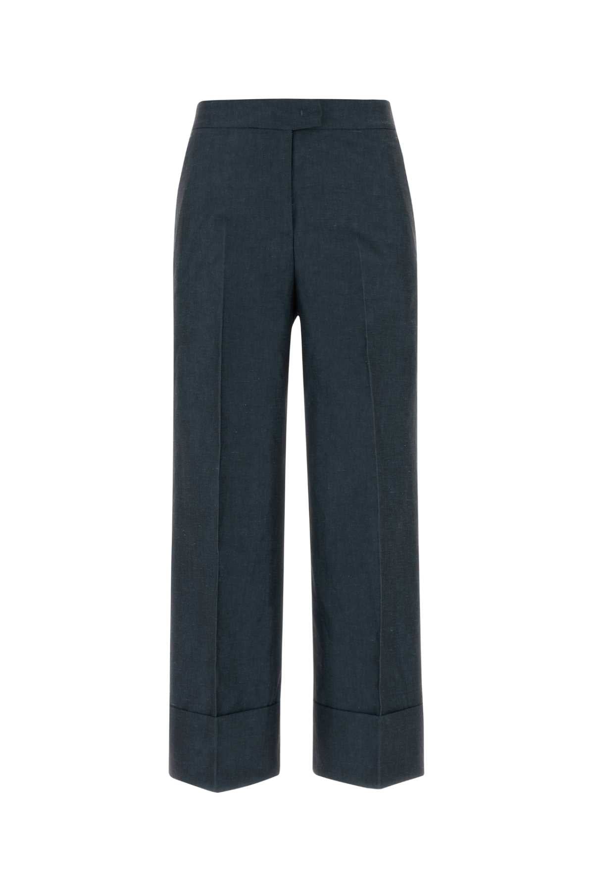 Cotton-Linen Trousers — Navy