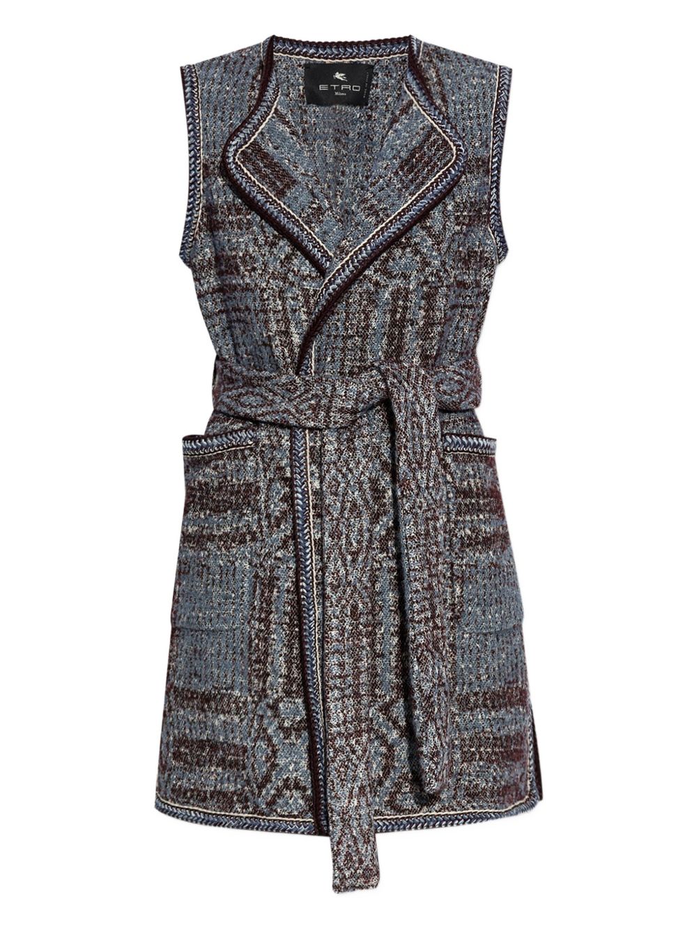 Patterned-jacquard gilet - Blue