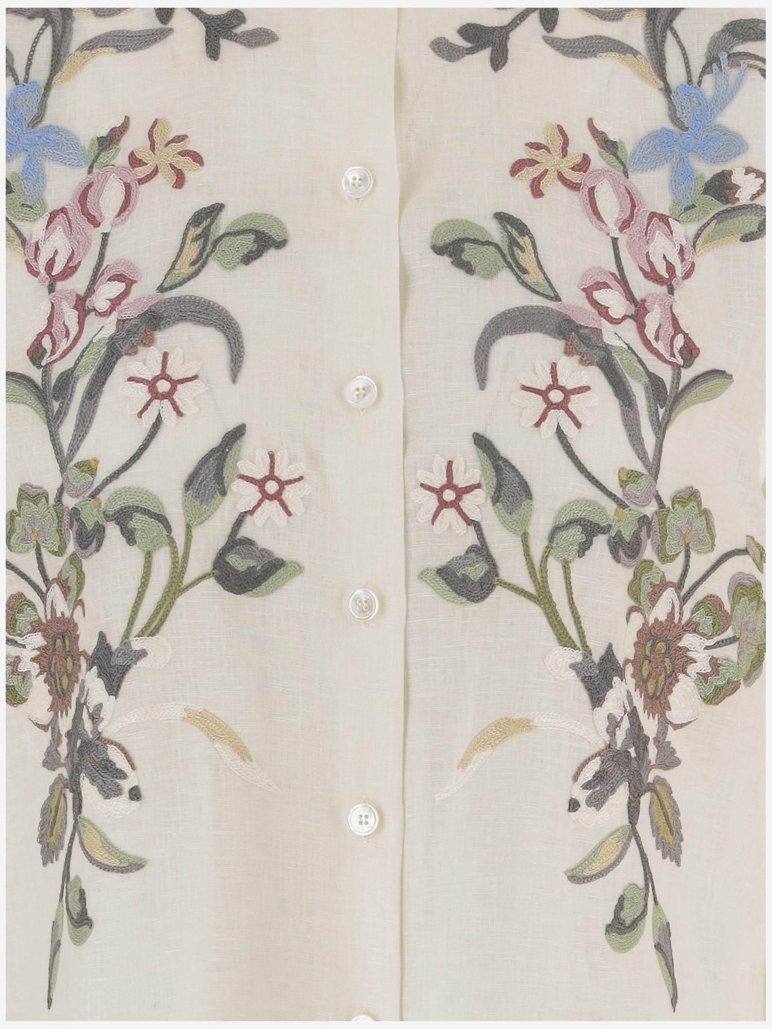 Floral Linen Shirt — Ivory