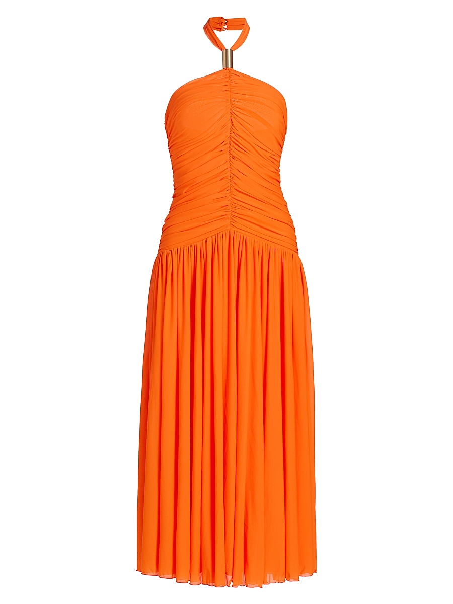 Women's Wrenley Ruched Halter Midi-Dress - Clementine