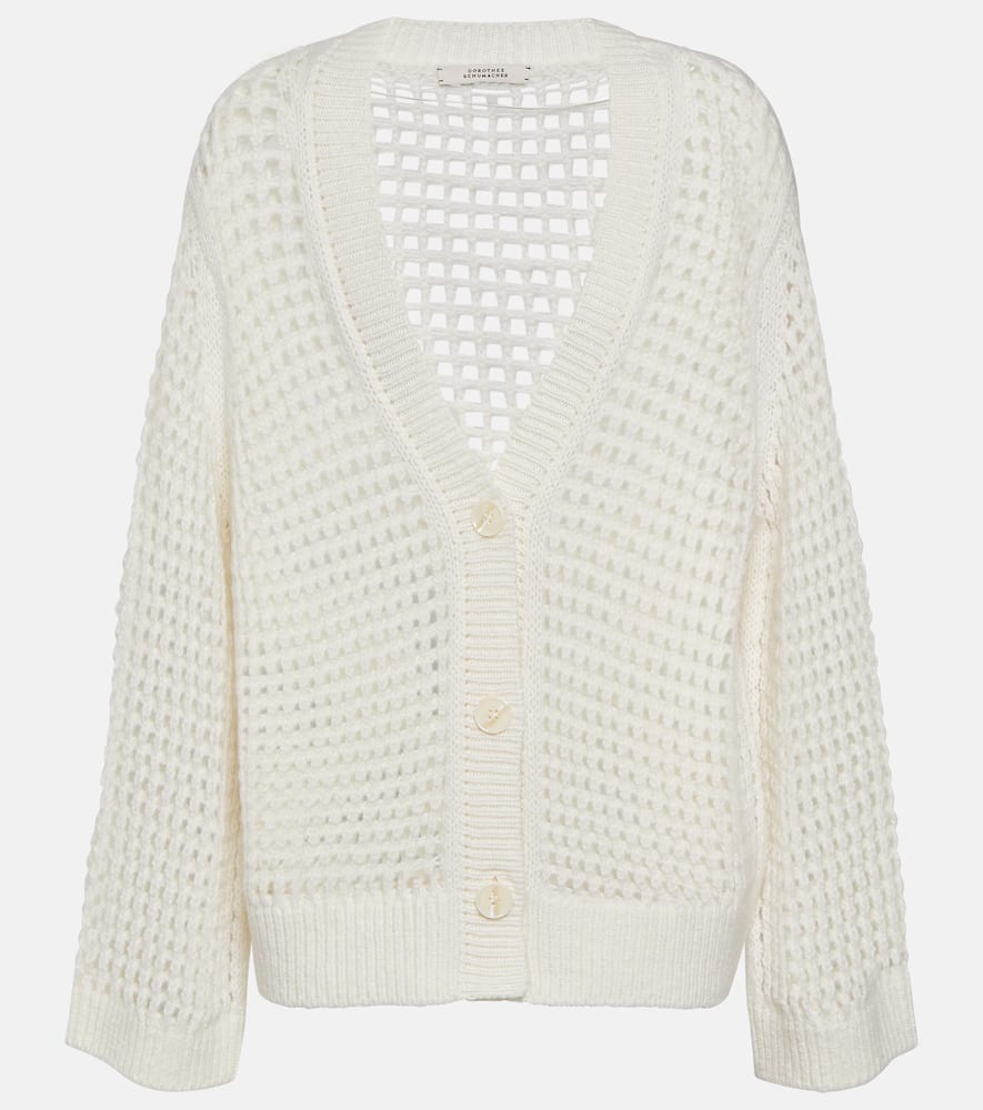 Pointelle wool and cashmere cardigan