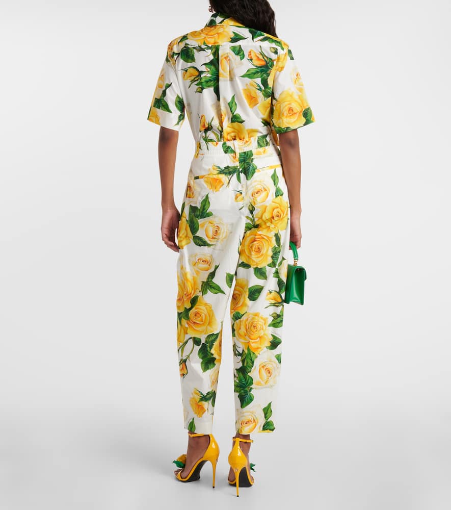 Floral high-rise cotton cropped pants