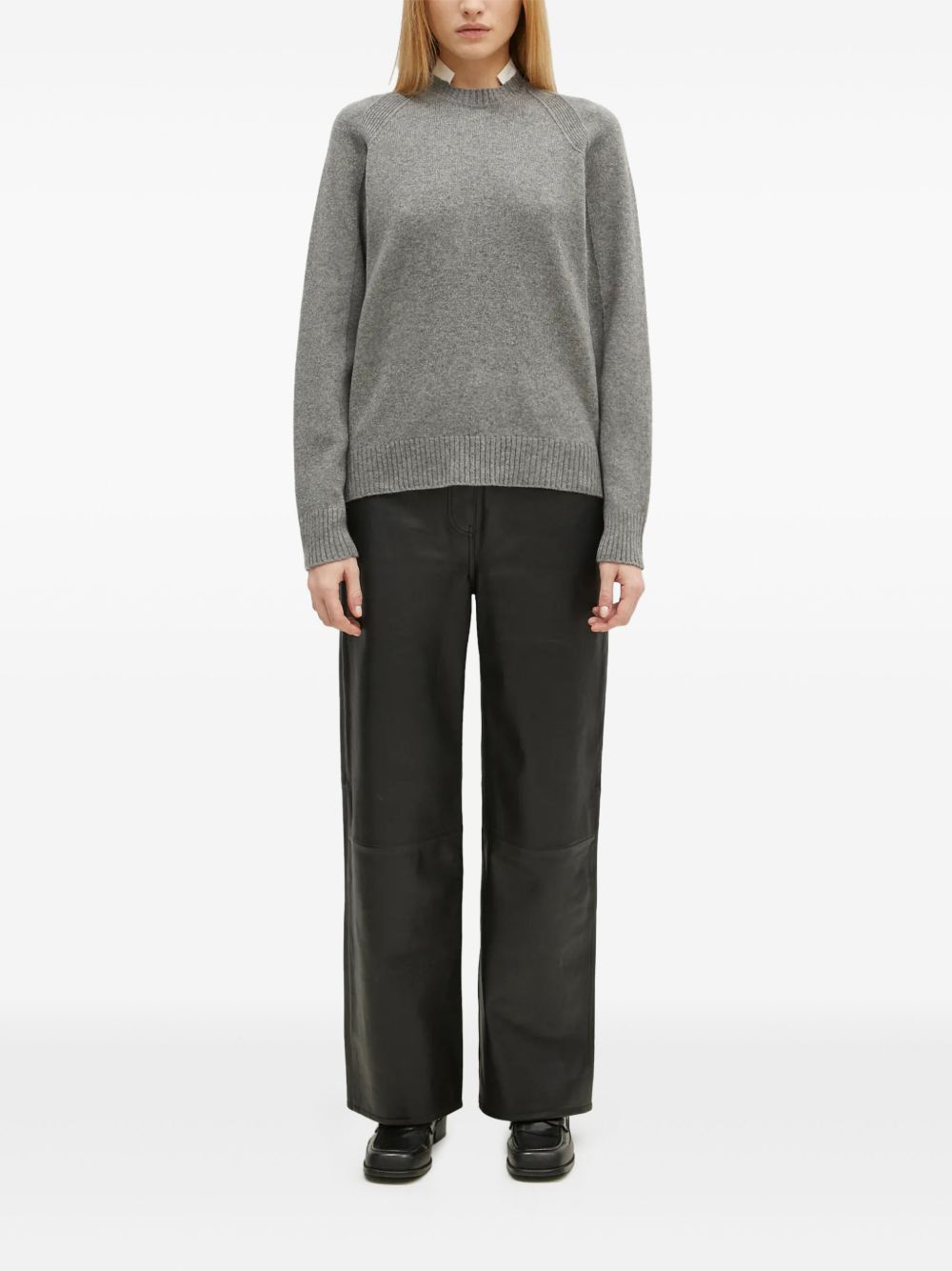 Raglan-sleeve button-detail jumper - Grey