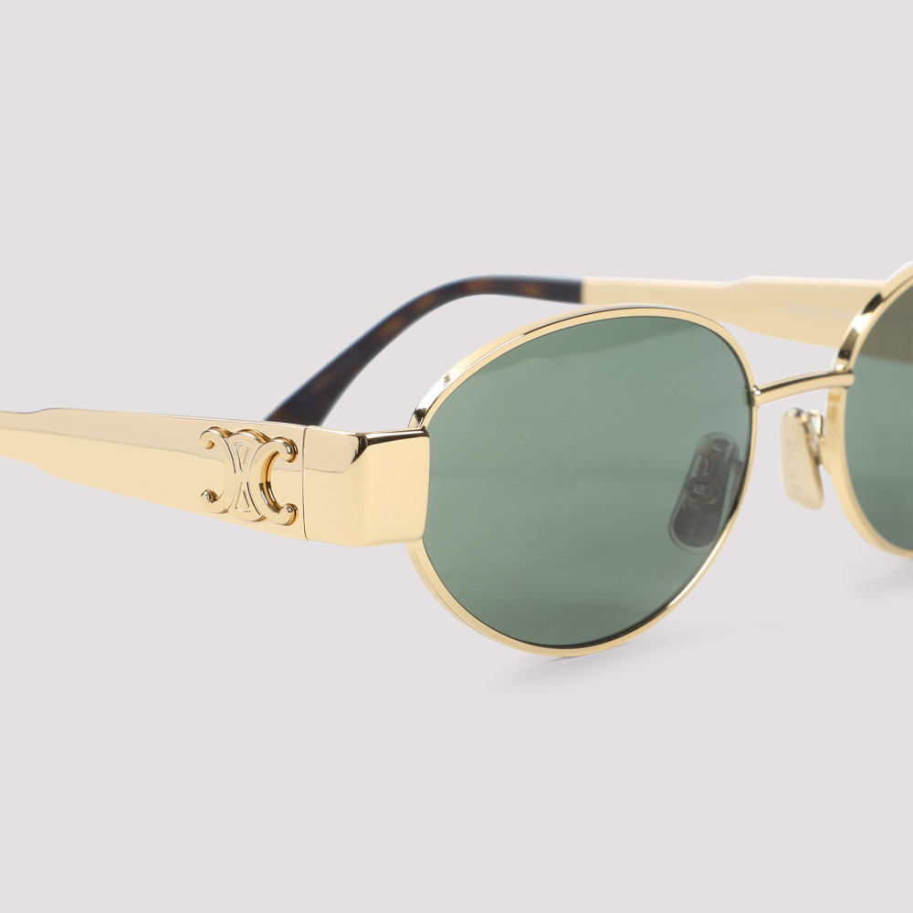 Golden Green Oval Sunglasses