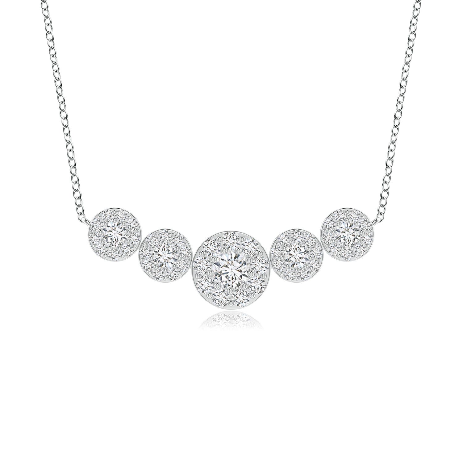Angara 0.39 Carat Graduated Five Stone Diamond Halo Necklace in Platinum