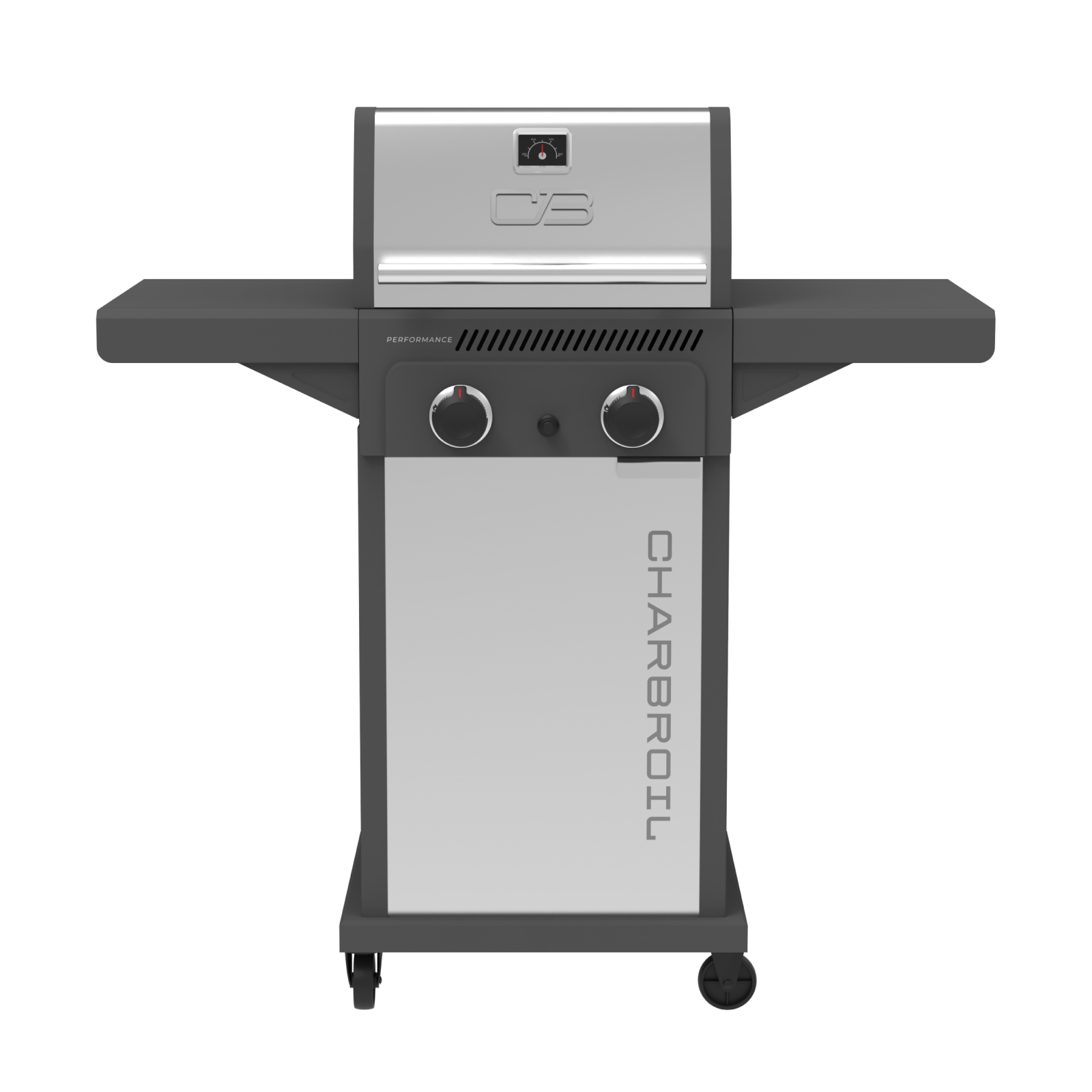 Performance Series™ FlavorMax™ 2 Burner Gas Grill Cabinet with Foldable Side Shelves Gray Stainle