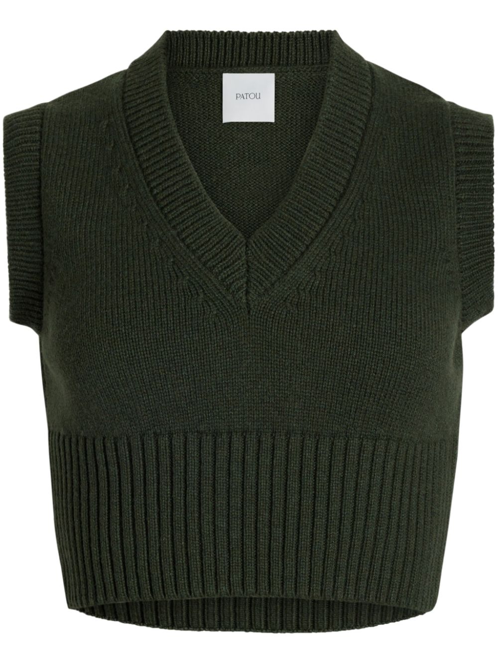 Cropped v-neck vest - Green