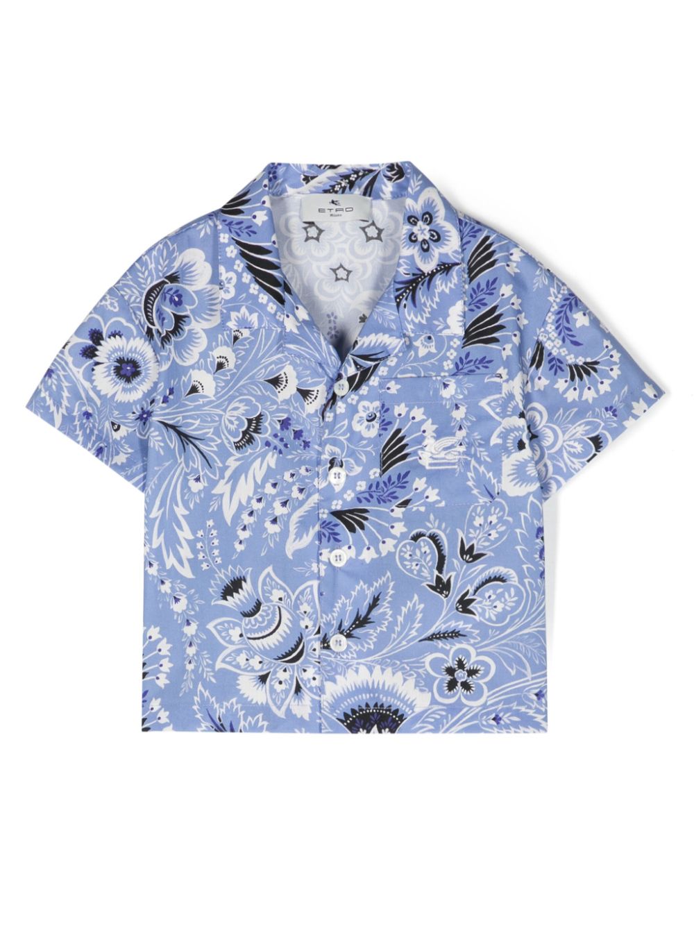 Floral-print cotton shirt - Blue