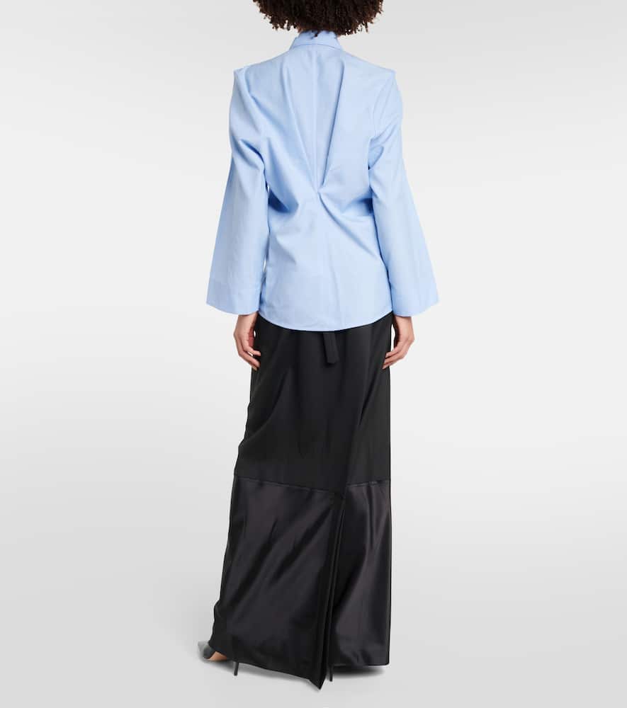 Caped virgin wool blouse