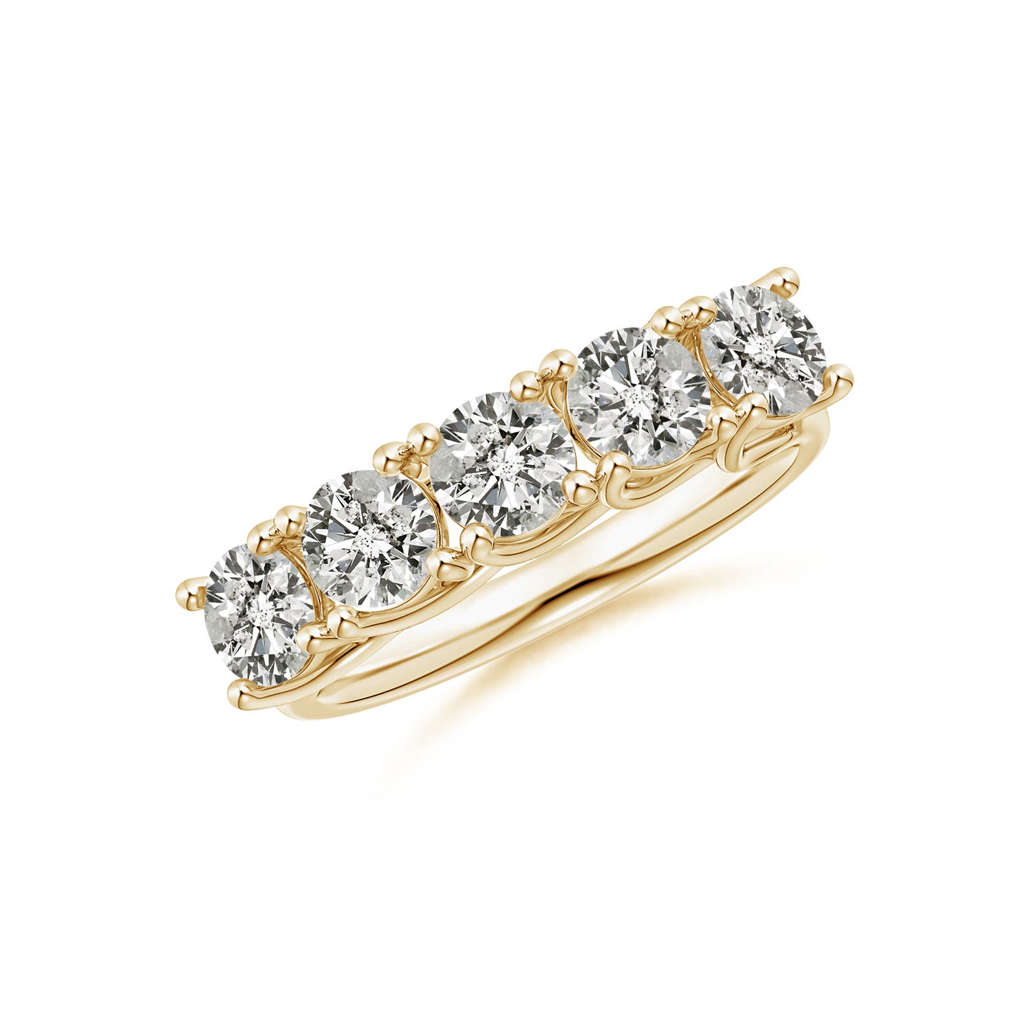 Angara 1.75 Carats Half Eternity Five Stone Diamond Wedding Band in 18K Yellow Gold
