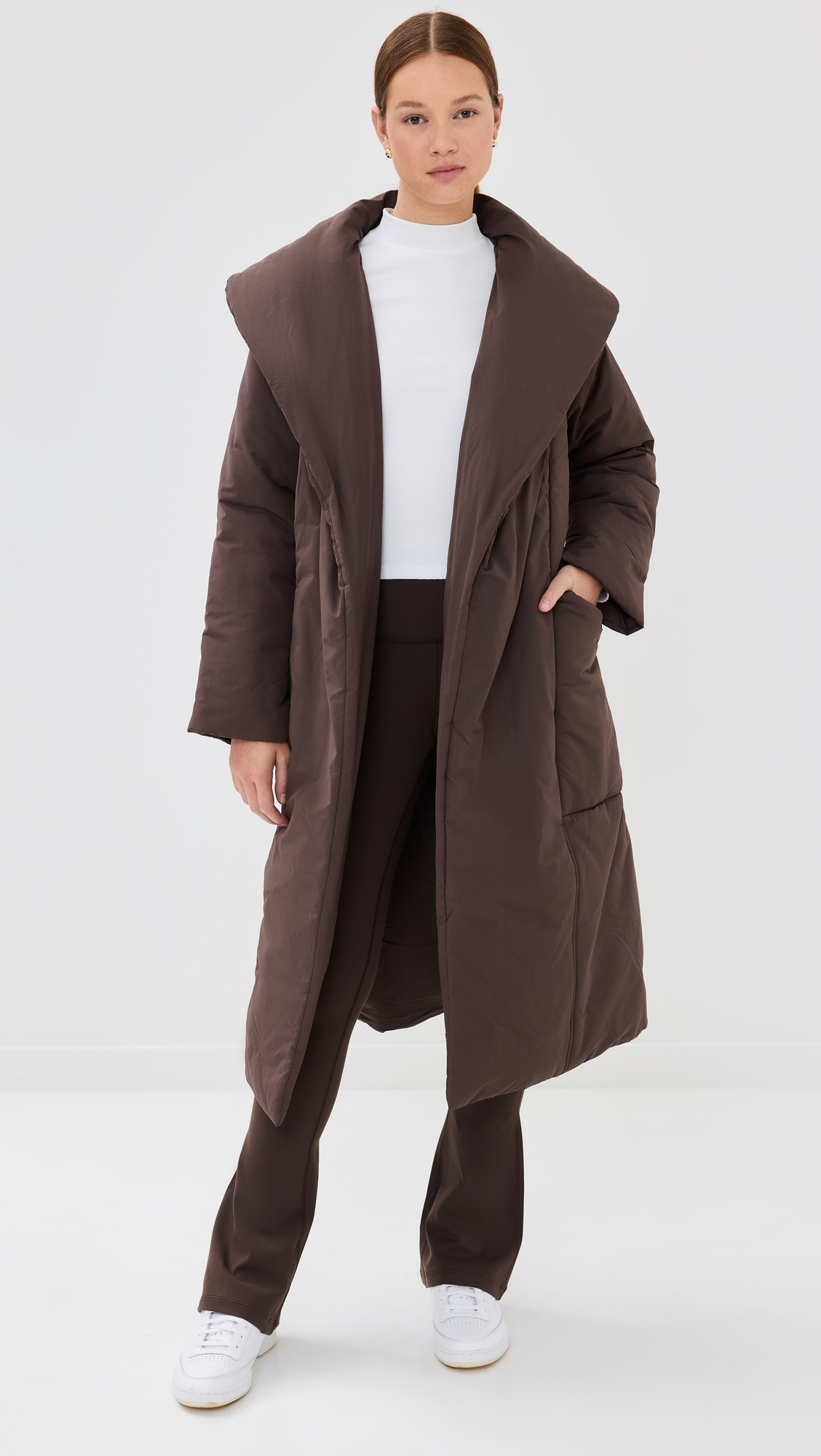 Ana Long Wrap Puffer Coat Coffee Bean
