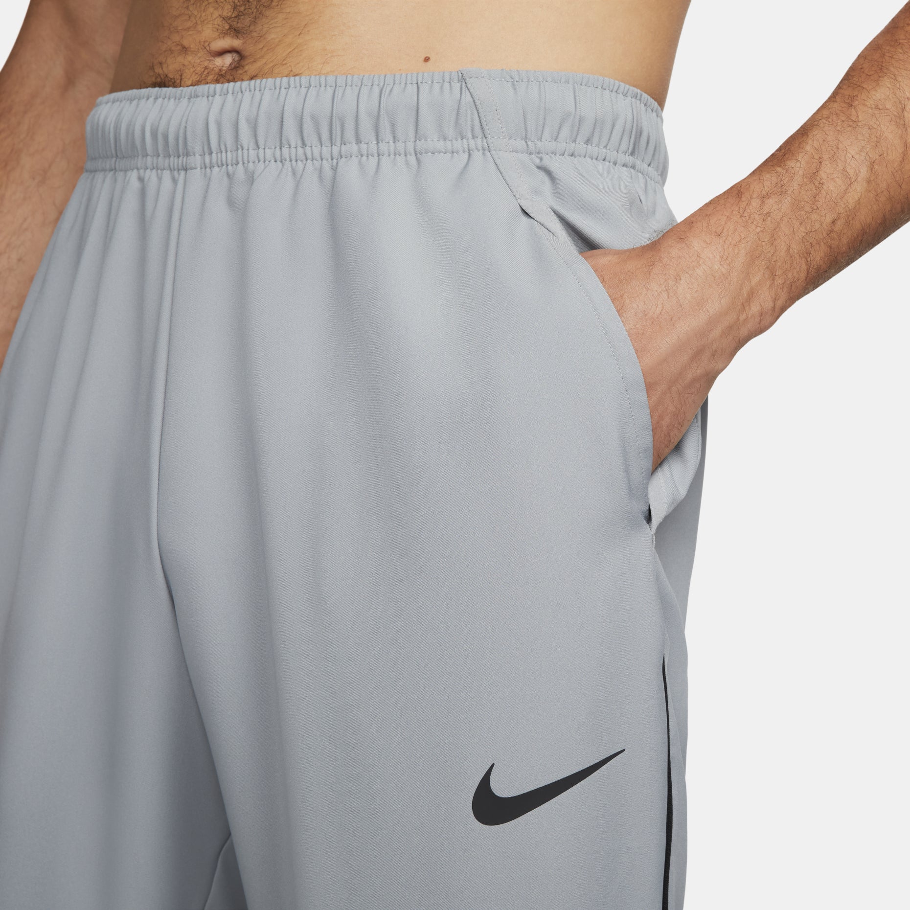 Men's Dri-FIT Solid Color Logo Straight Breathable Sports Pants/Trousers/Joggers Gray