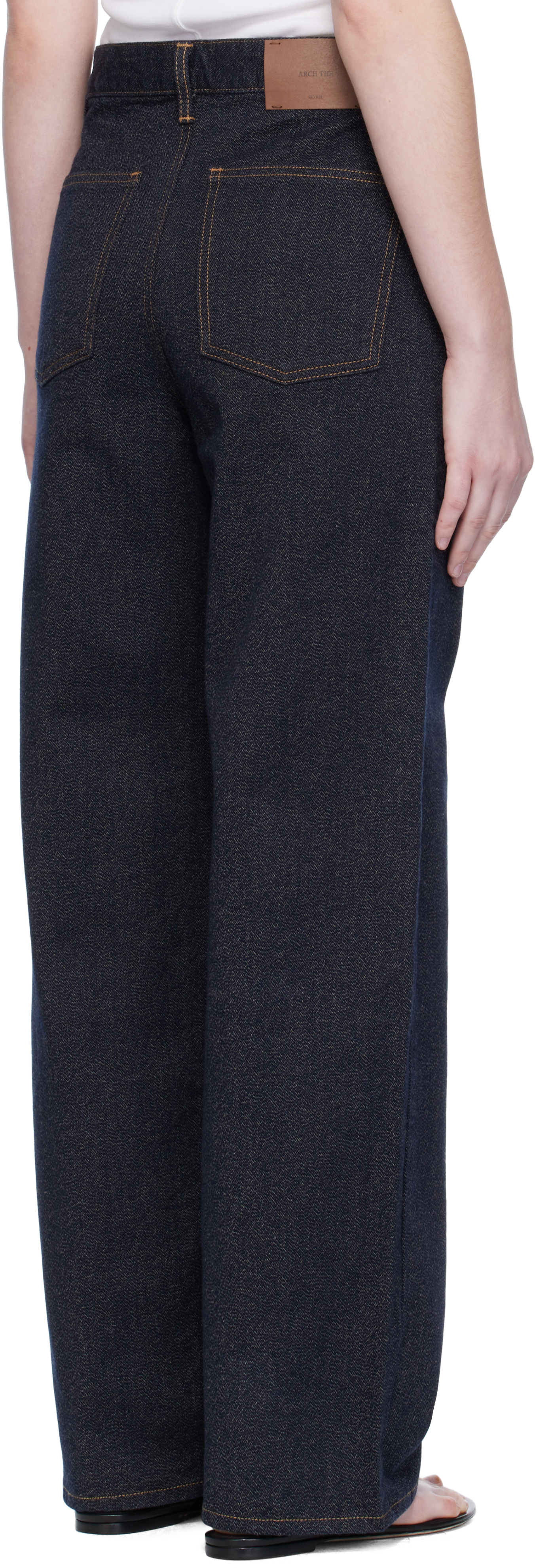 Navy Point Button Jeans