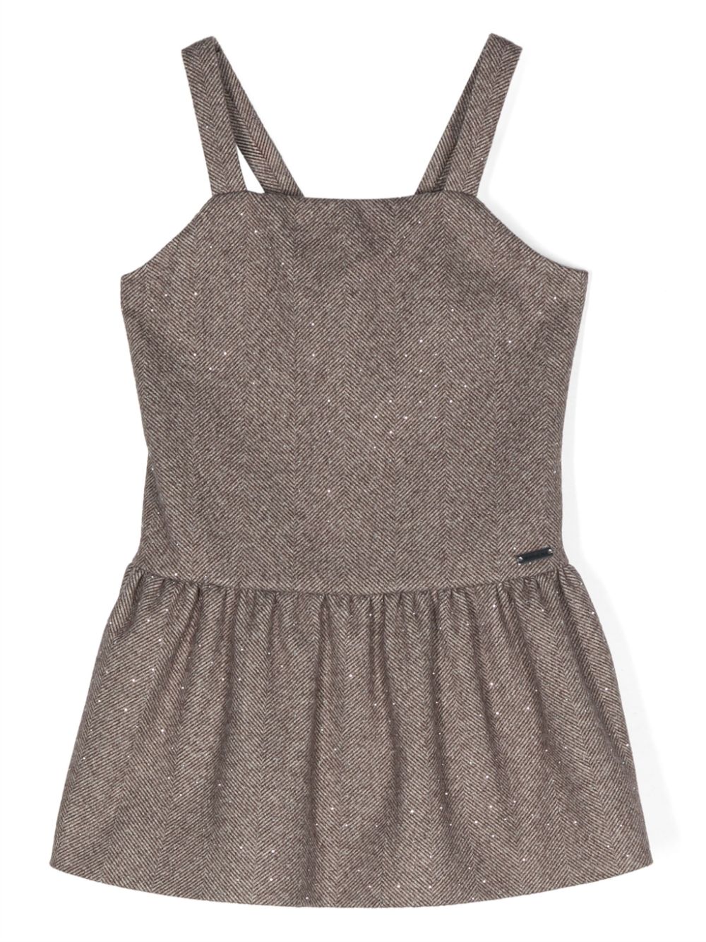 Herringbone-pattern sleeveless dress - Brown