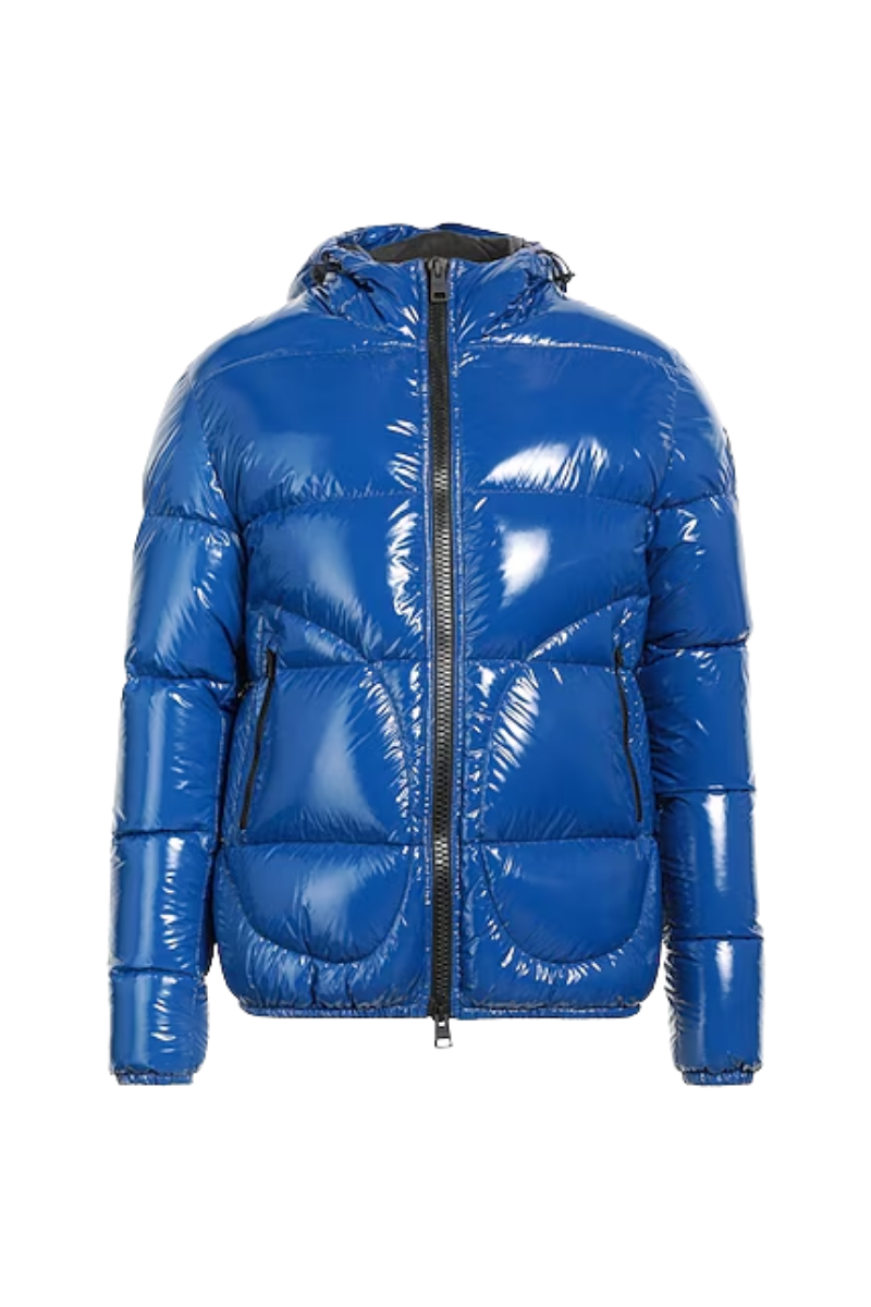 Padded Hooded Down Down Jacket — Blue