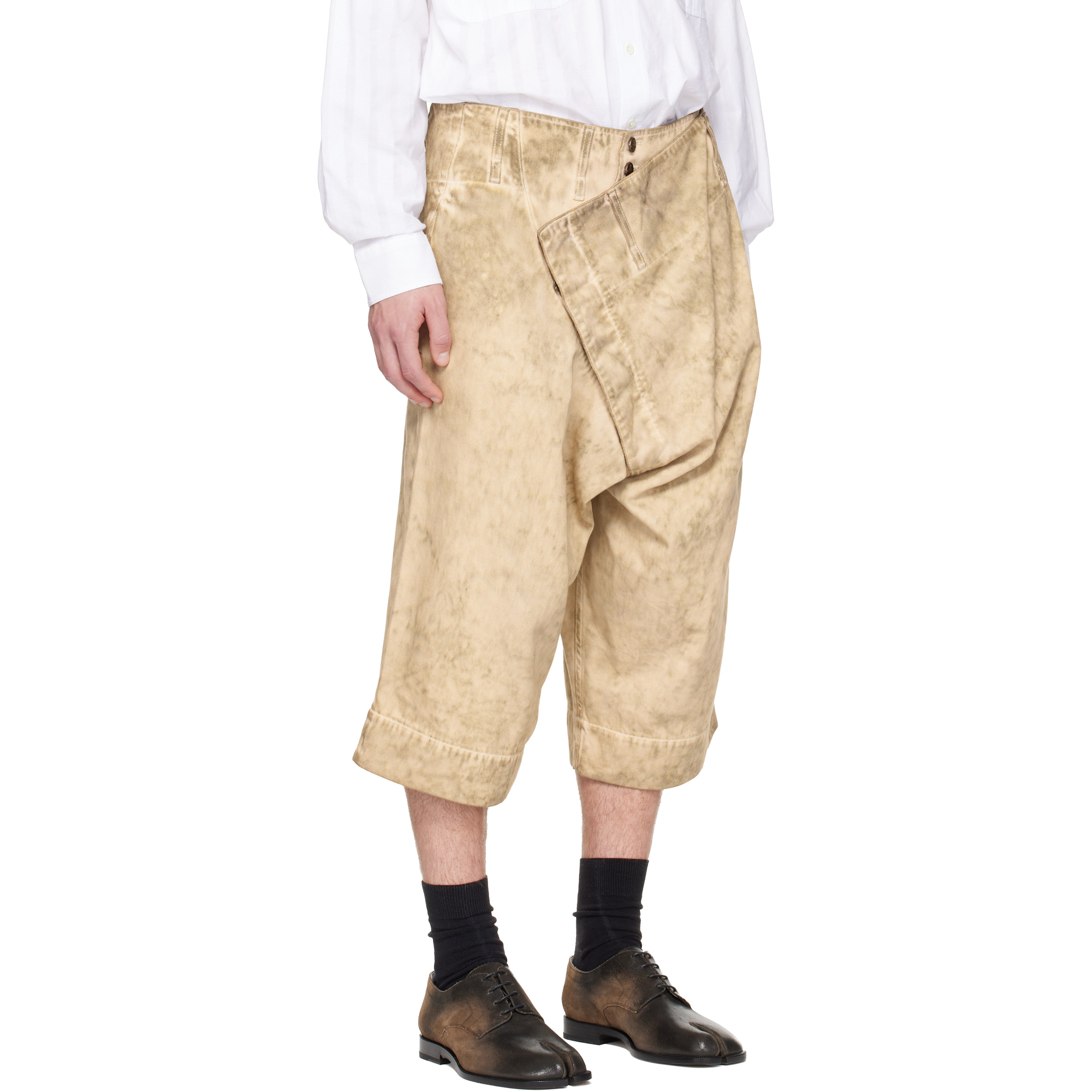 Beige Inferno Denim Shorts