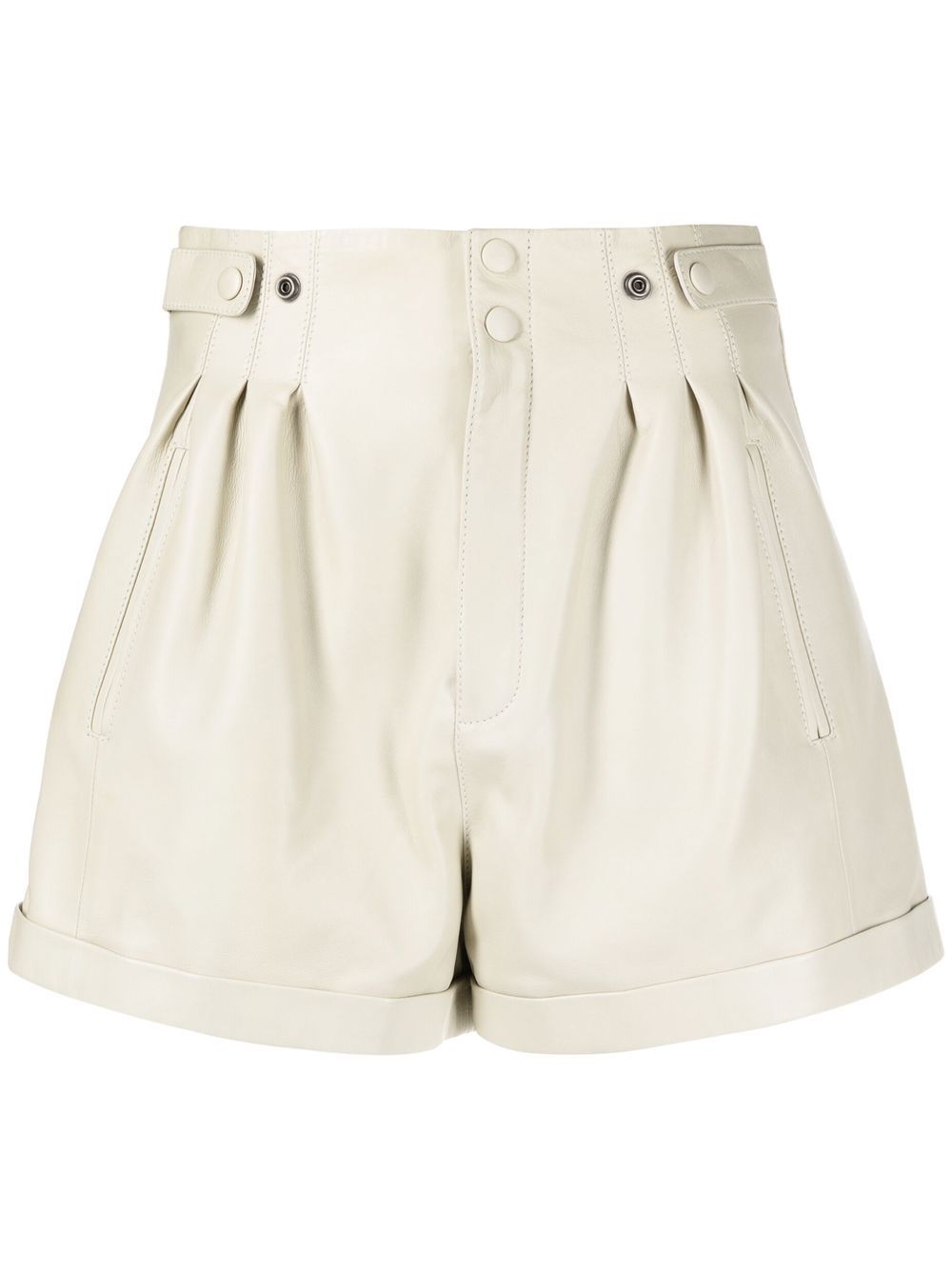 High-waisted leather shorts - Neutrals