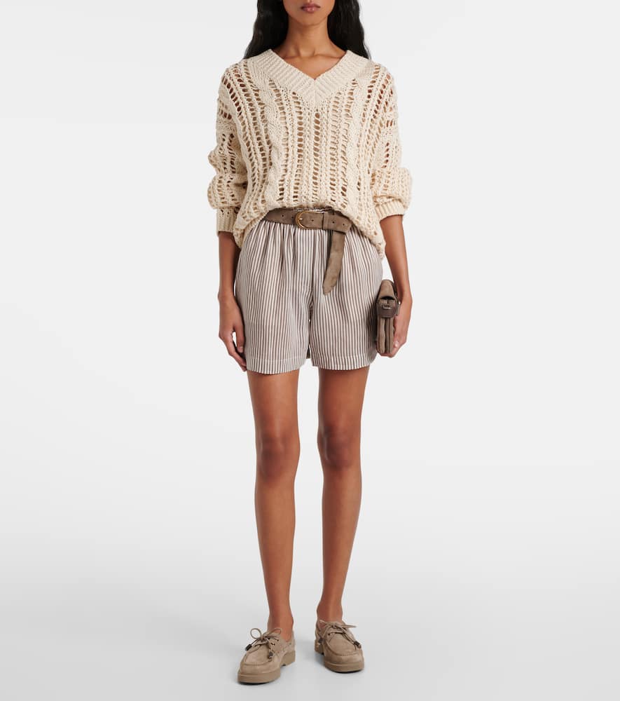 Linen and silk Bermuda short