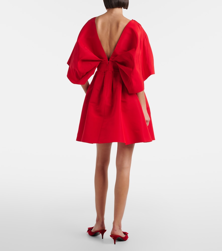 Fan gathered silk minidress