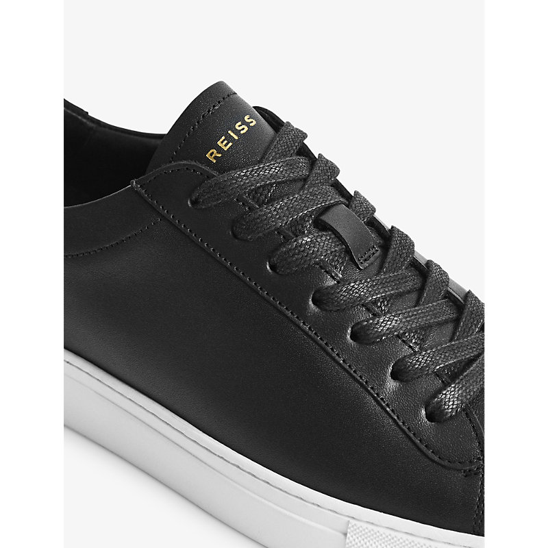 Mens Black Finley Leather Low-top Trainers