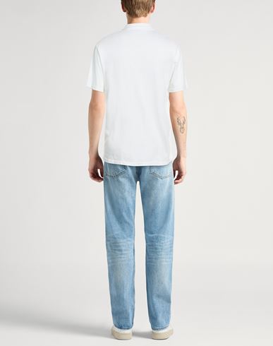 Man Polo shirt White Size M Cotton, Lyocell