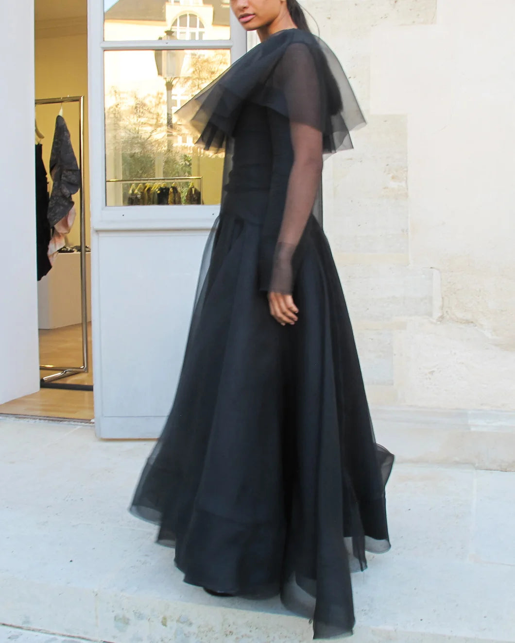 Textured Organza Long Full Circle Dress