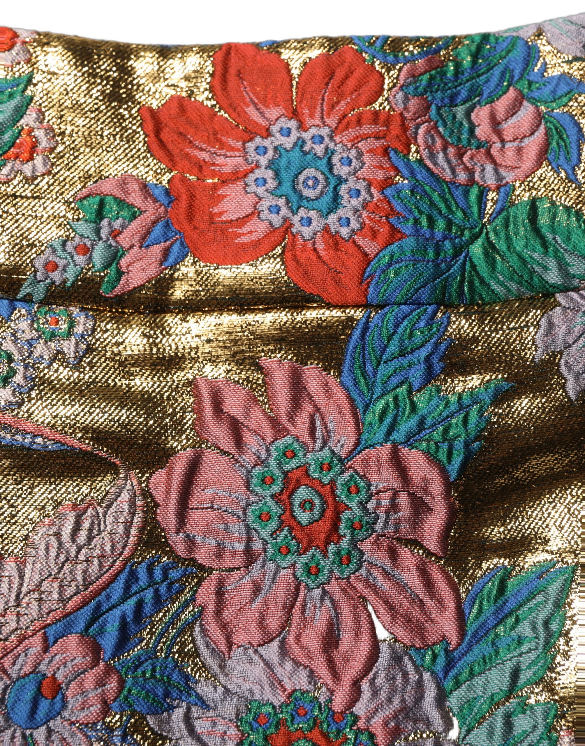 Floral Jacquard Skirt — Gold