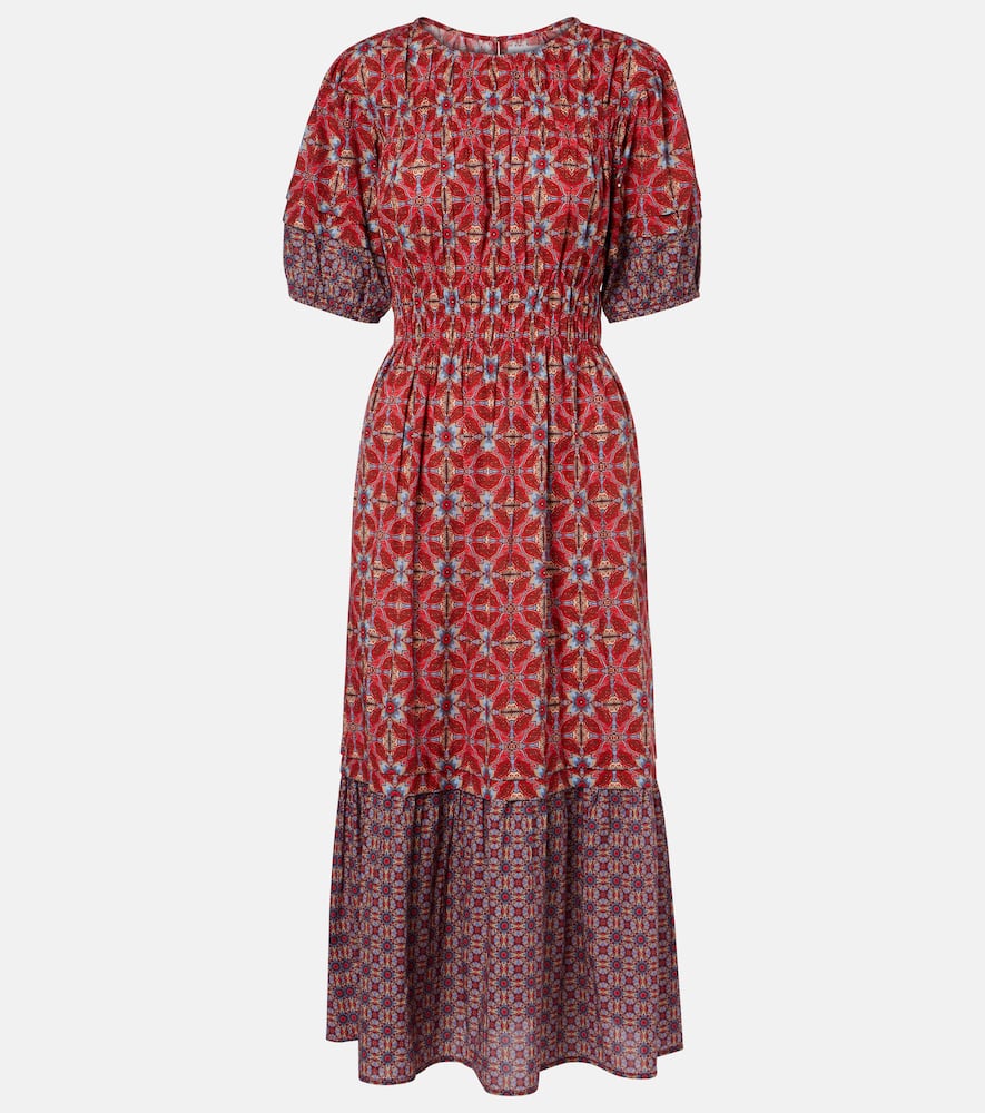 Maela printed cotton midi dress