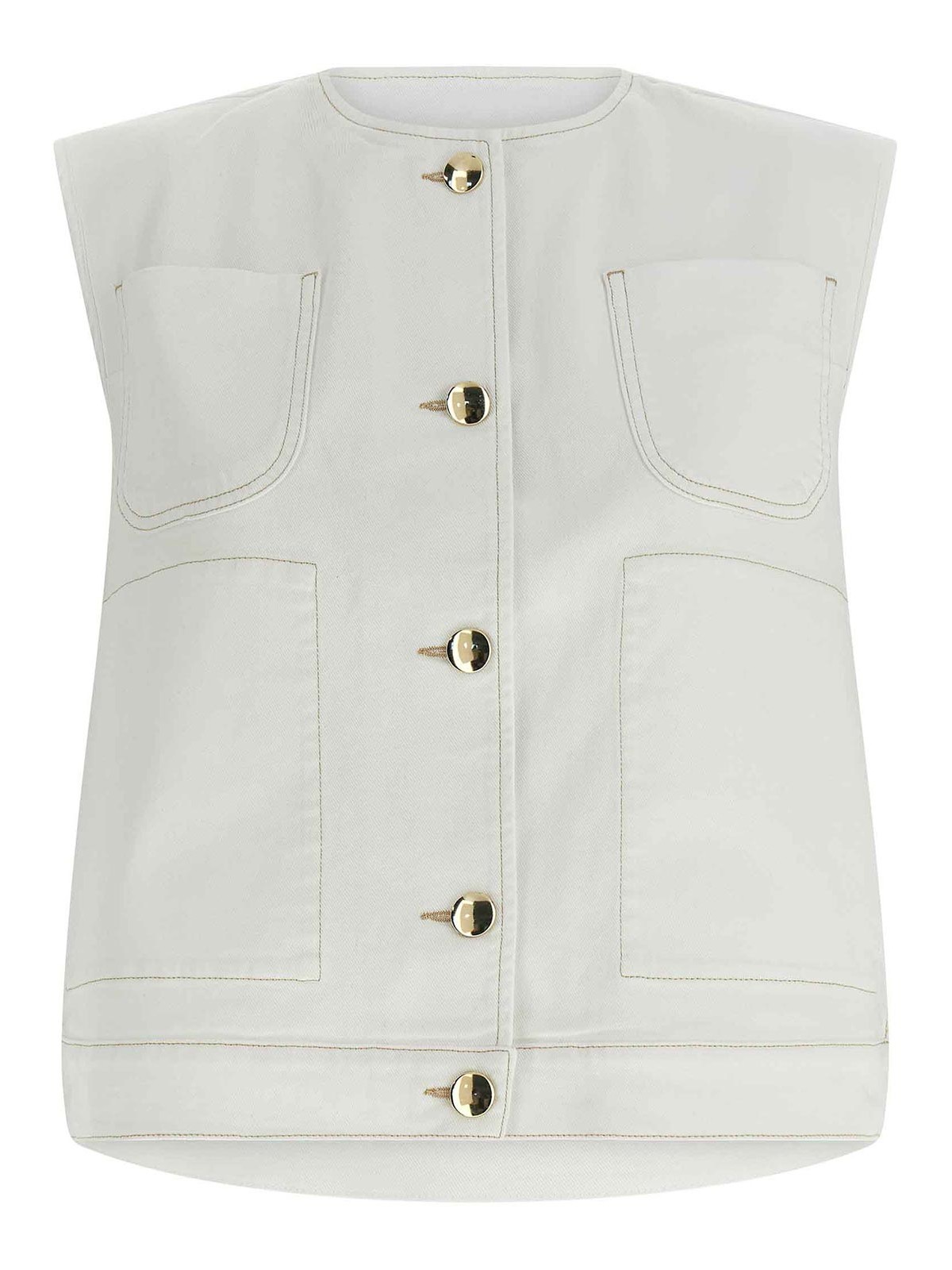 Denim And Knit Vest