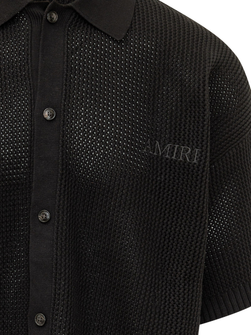 Black Regular Crochet Shirt
