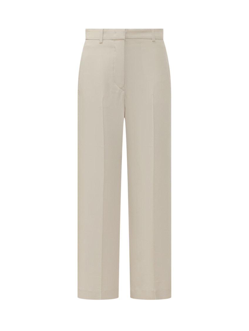 Beige Straight Flat Front Pants