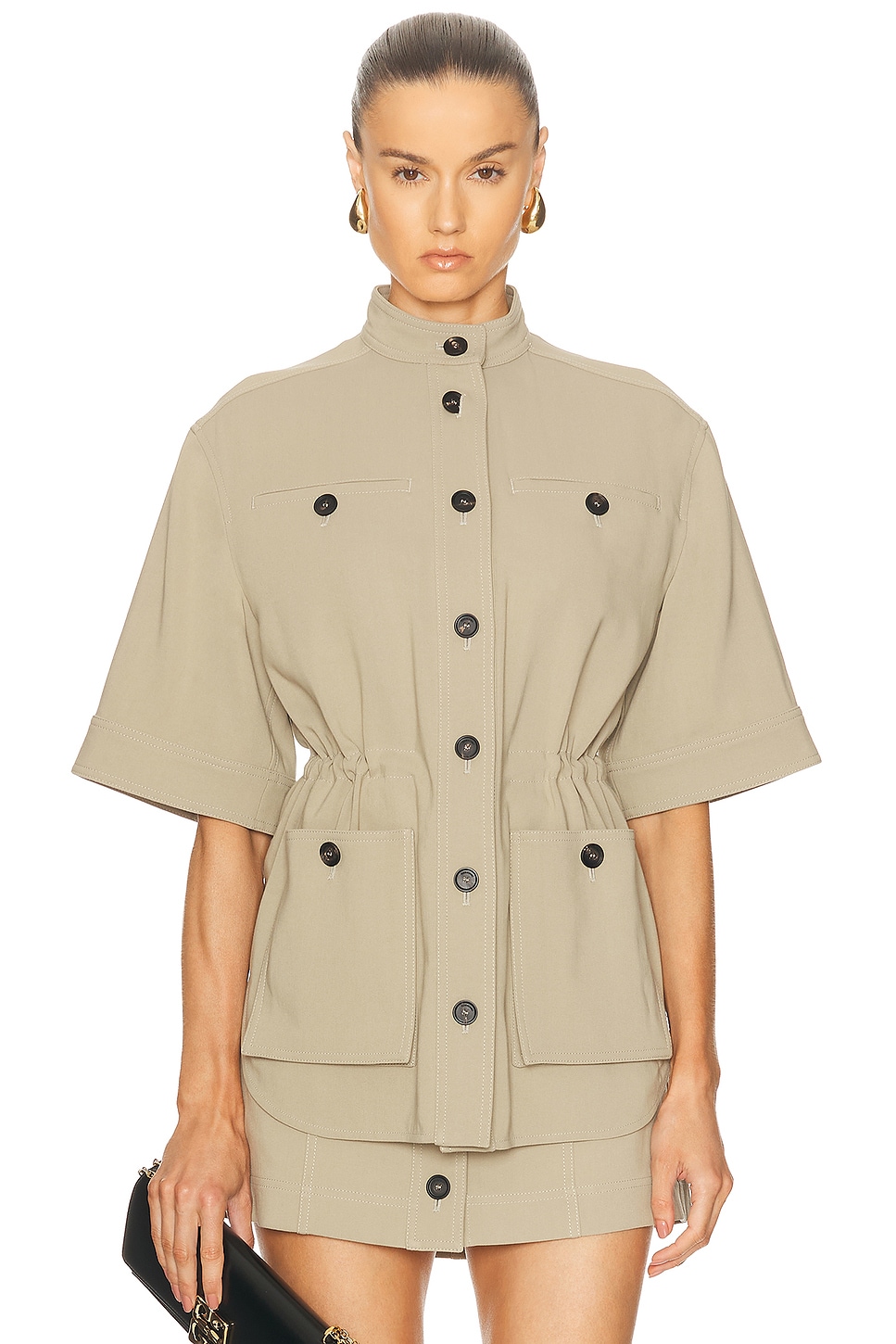 Ferragamo Short Sleeve Jacket in Sand - Beige. 40 also
