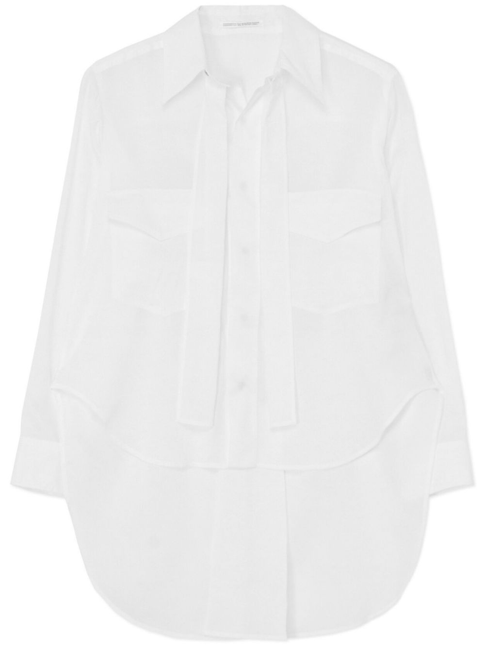 Long-sleeve tied cotton shirt - White