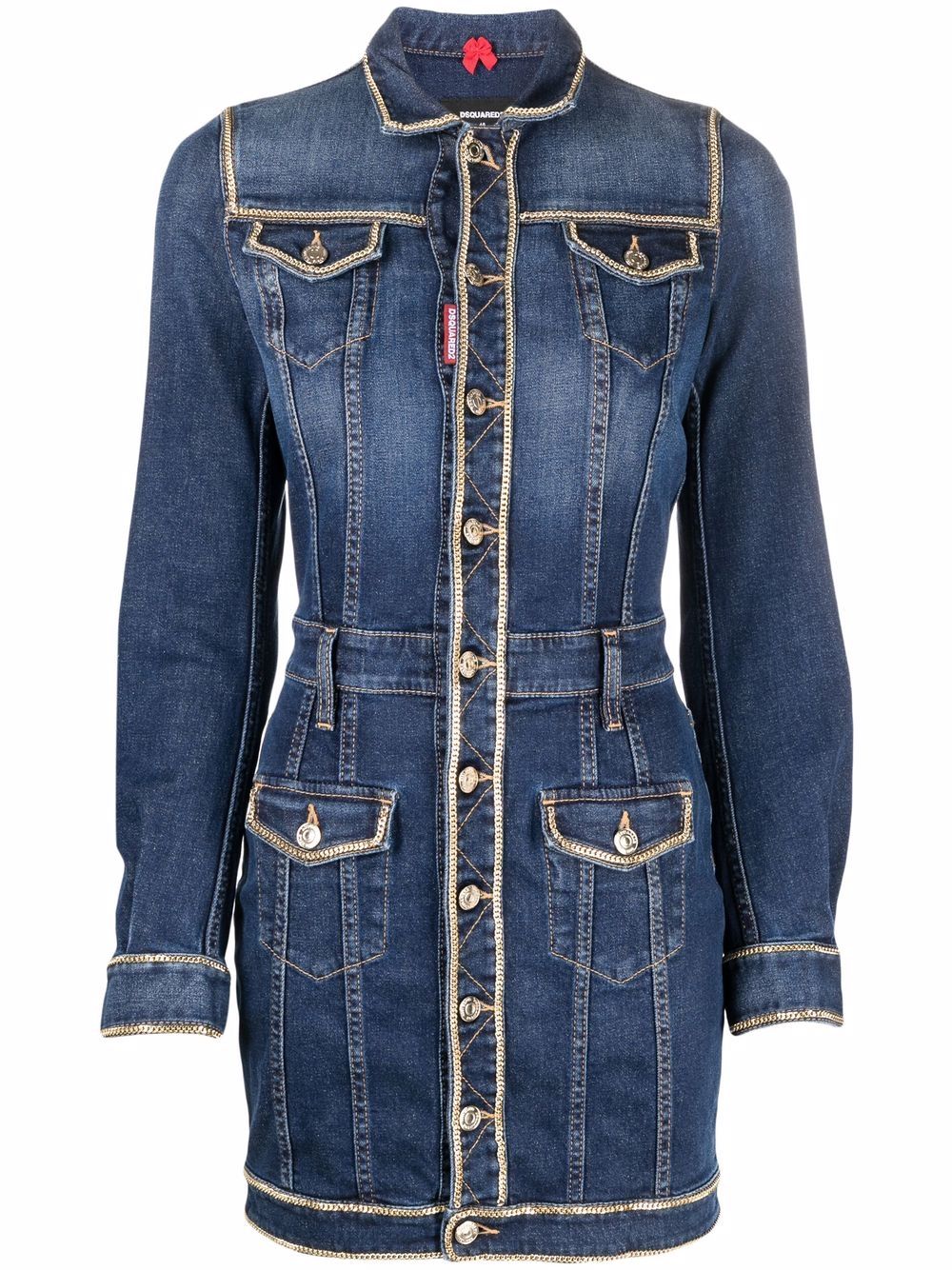 Fitted denim shirt dress - Blue