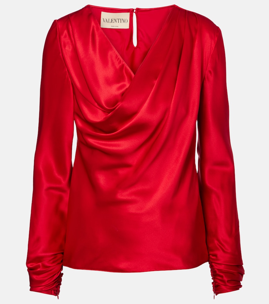 Draped silk satin top